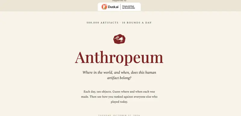 ANTHROPEUM start screen