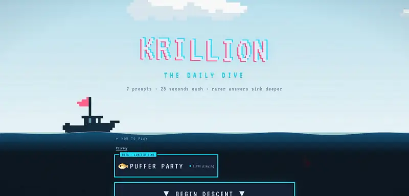 KRILLION start screen