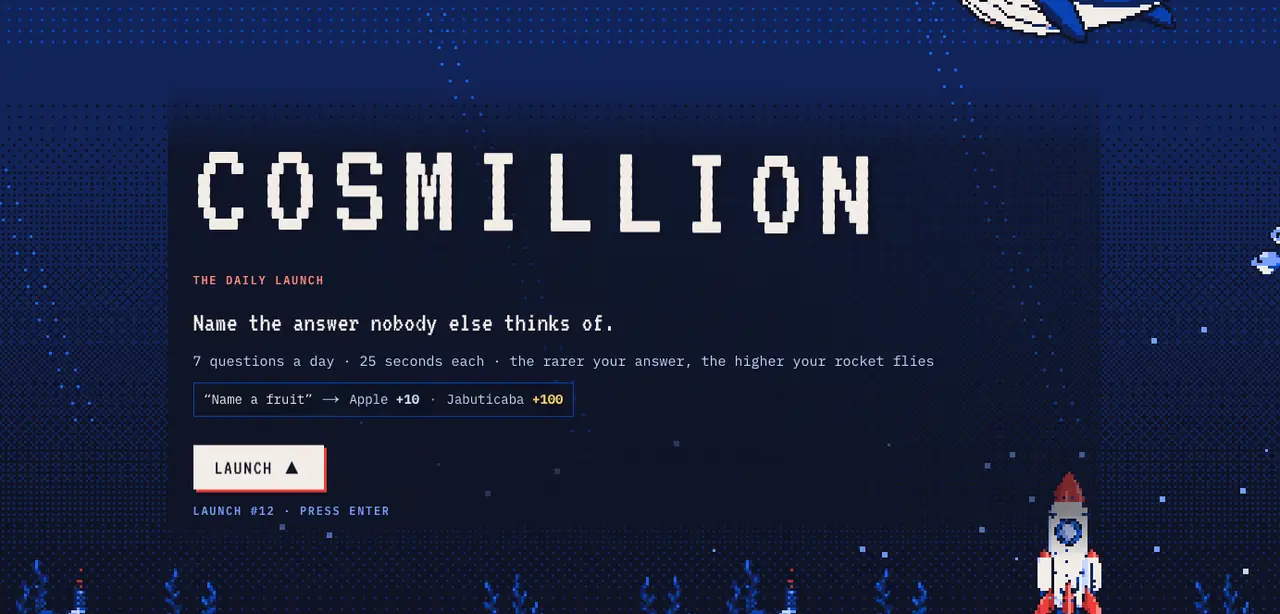Cosmillion start screen